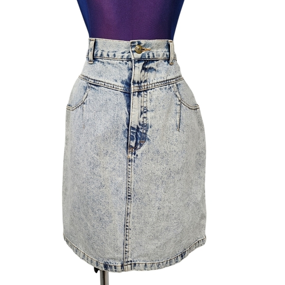 Vintage 80s Deb Acid Washed High Waist Denim Jean Skirt Size 11 Juniors P19‎ - Picture 11 of 12